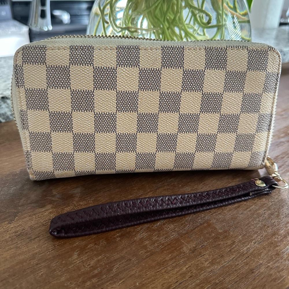 Checkered Wallet with Wrist Strap